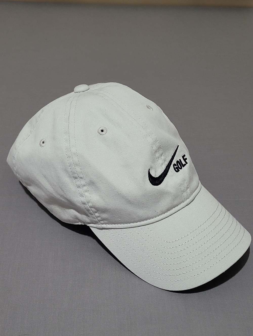 Nike White Dad Cap with Black Swoosh and GOLF Embroidery